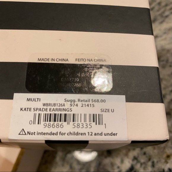 Kate Spade Glitter Stud Earrings in "Confetti Multi Glitter" 14K Gold Plated - Picture 7 of 12